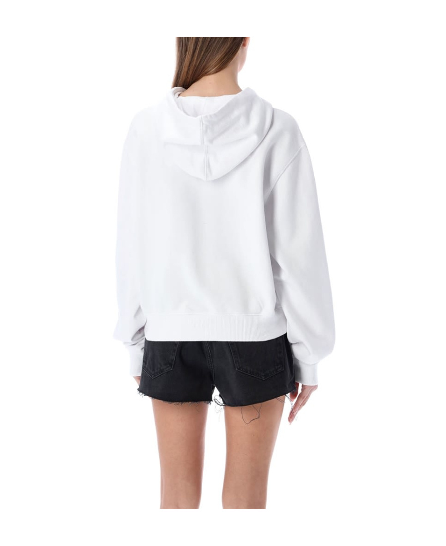 Off-white Rhinestone-embellished Logo Hoodie In White