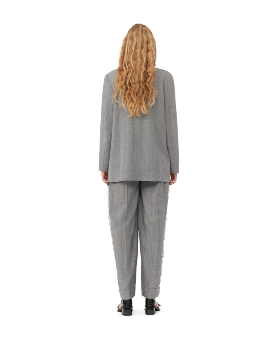 Ganni Herringbone Suit Jacket In Gray