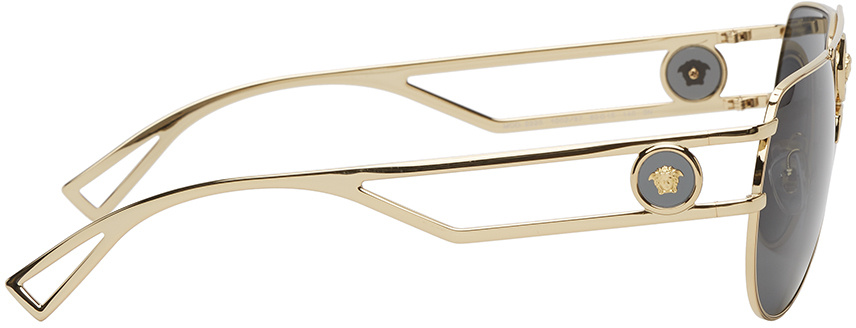 Versace Golden Pilot Sunglasses In Gray