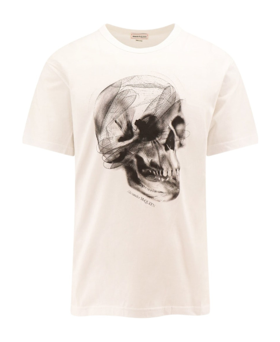 Alexander Mcqueen Skull Print Crewneck T-shirt In White