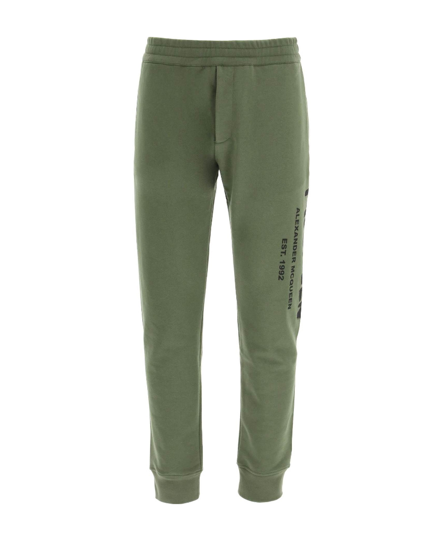 Alexander Mcqueen Logo Print Tapered Track Trousers In Green