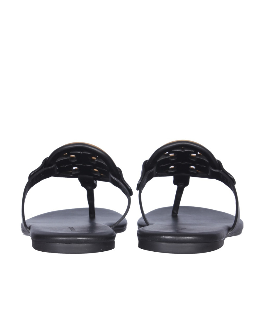 Tory Burch Metal Miller Soft Flat Sandals In Black