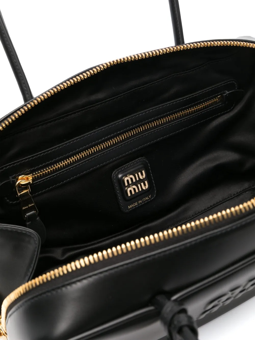 Miu Miu Zippered Handbag In Black