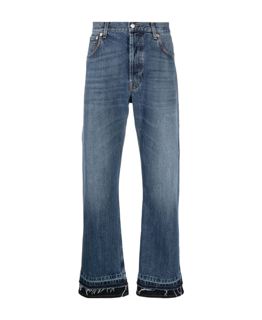 Alexander Mcqueen Straight-leg Cropped Jeans In Blue