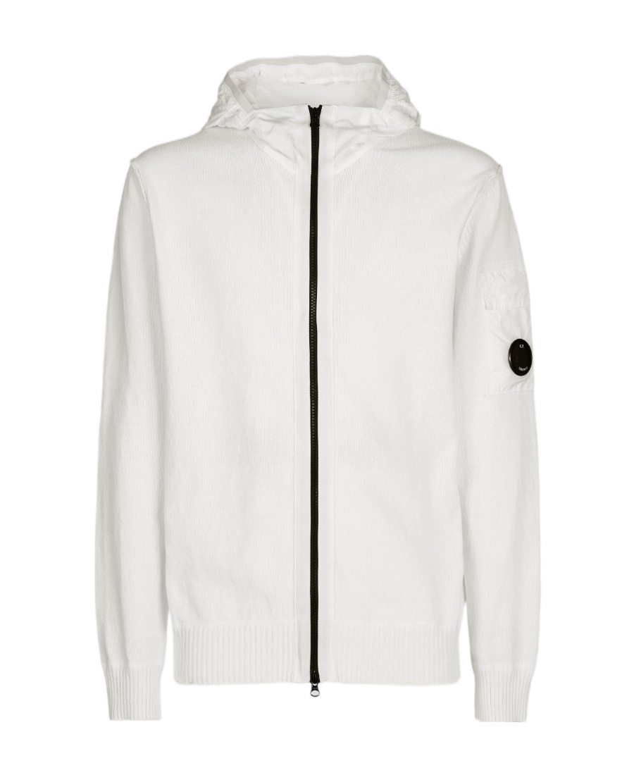 C.p. Company Lens-detail Zip-up Hoodie In White