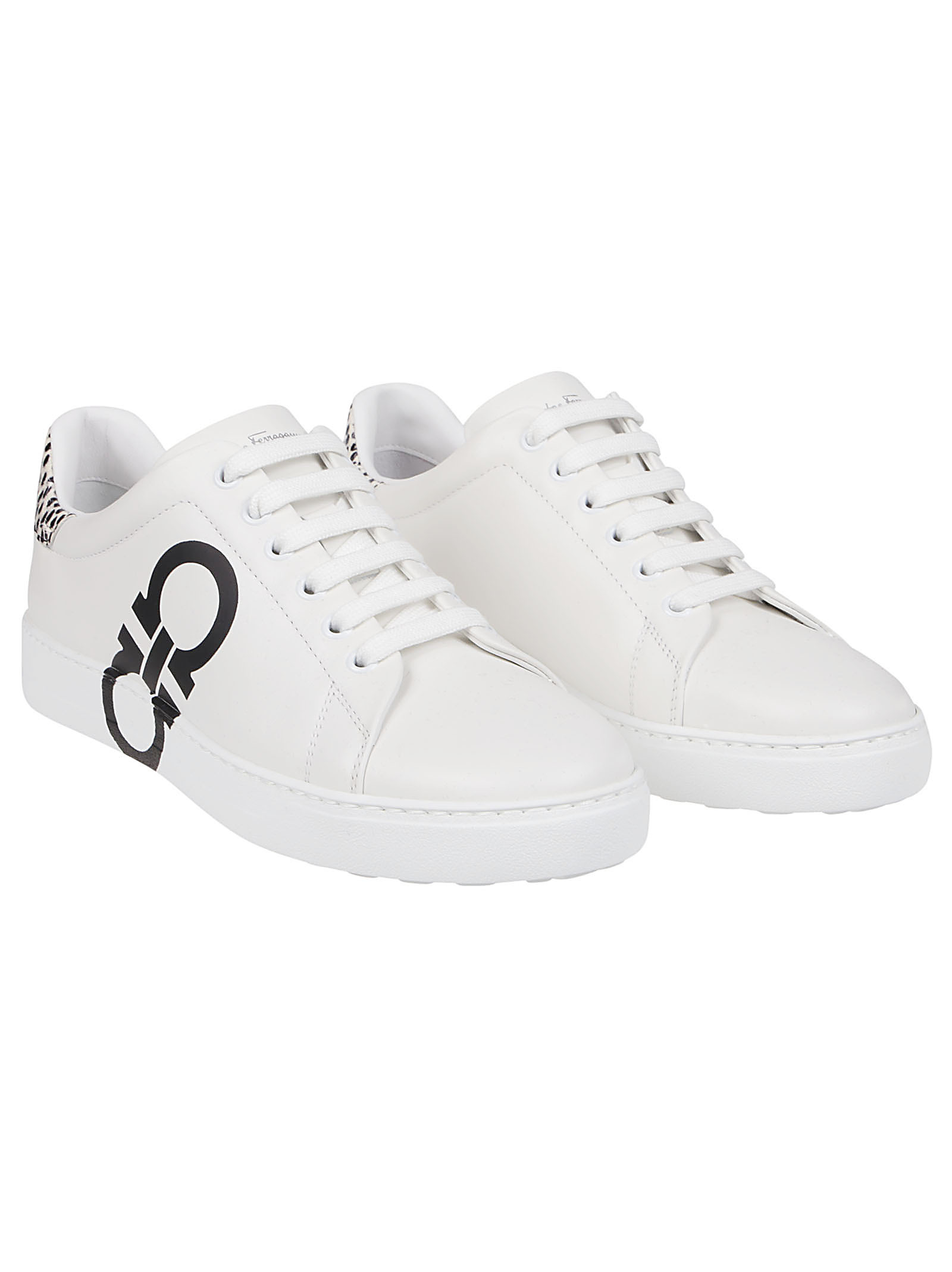 Ferragamo Women's Gancini Logo & Python Lace Up Low Top Sneakers In White
