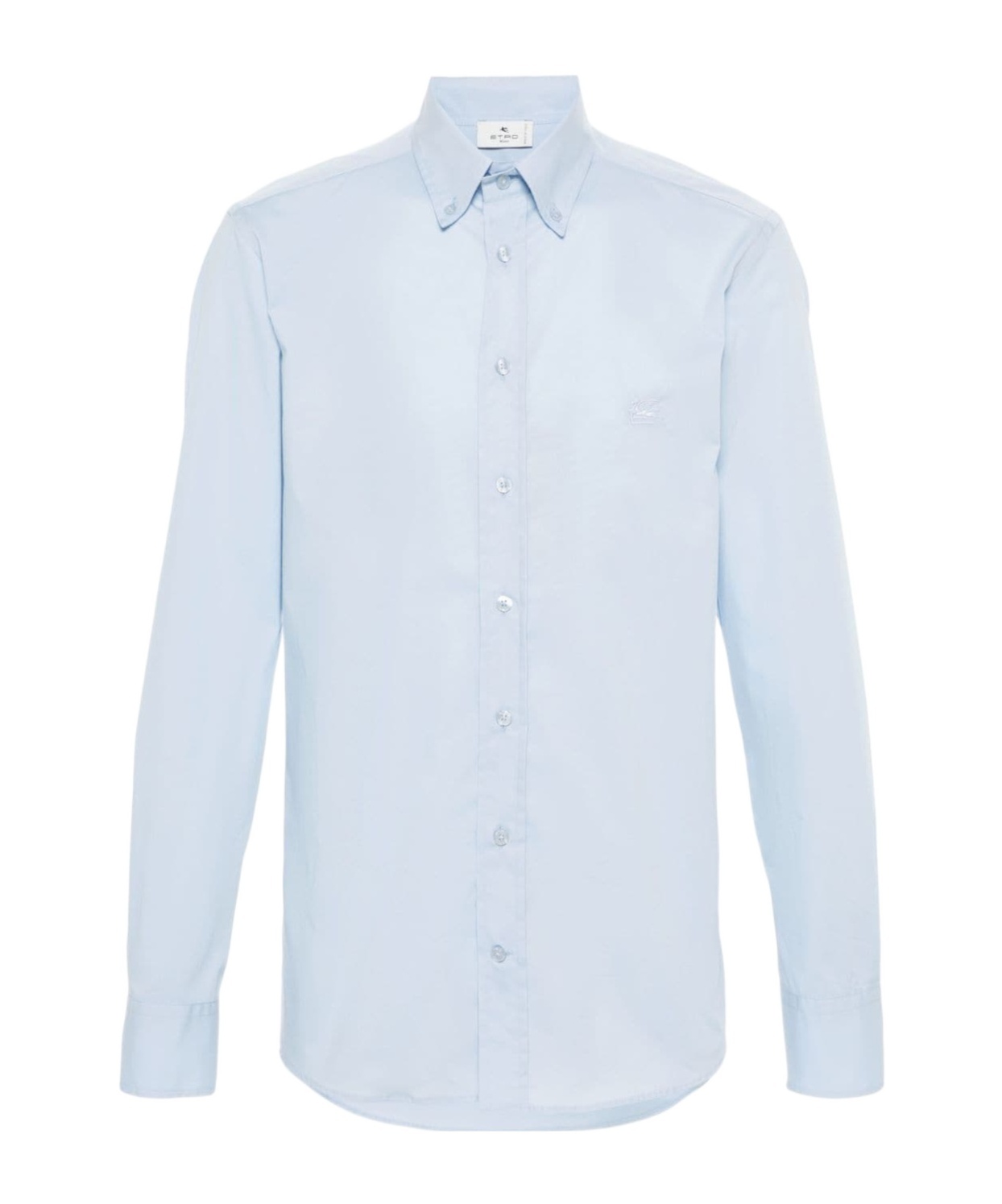 Etro Pegaso Embroidered Buttoned Poplin Shirt In Blue
