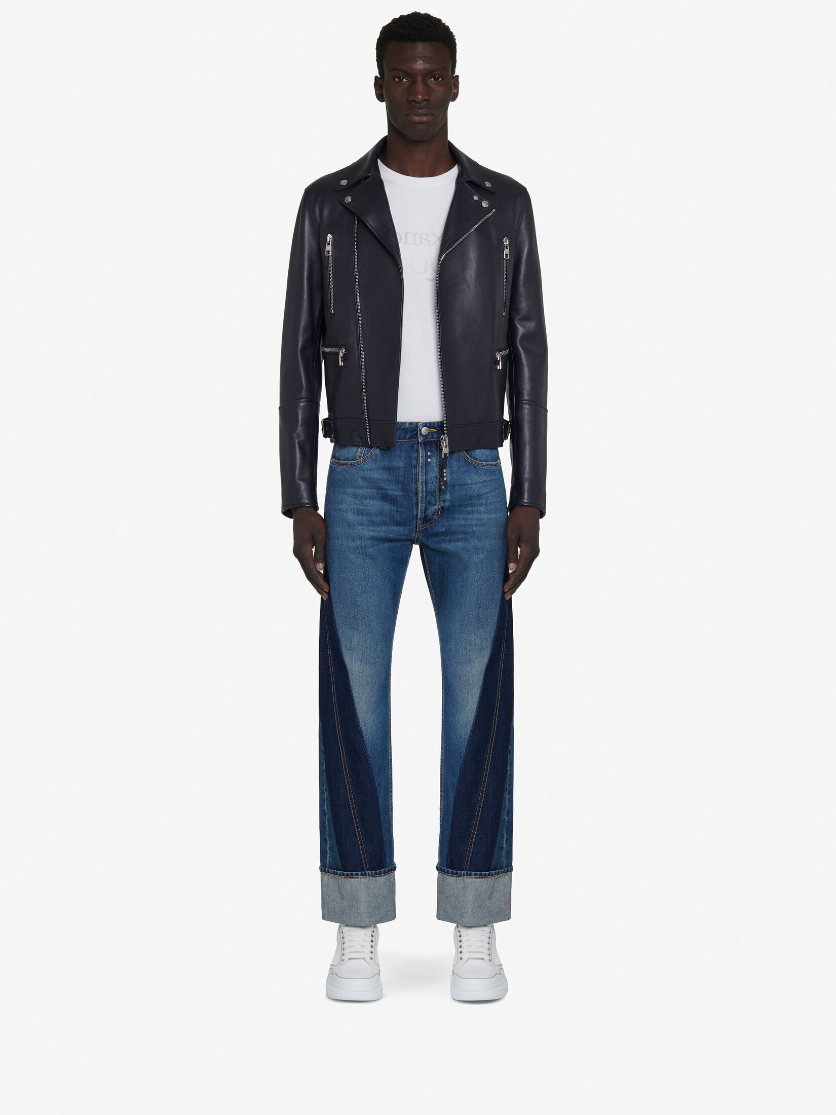 Shop Alexander Mcqueen Notched-lapels Leather Biker Jacket In Black