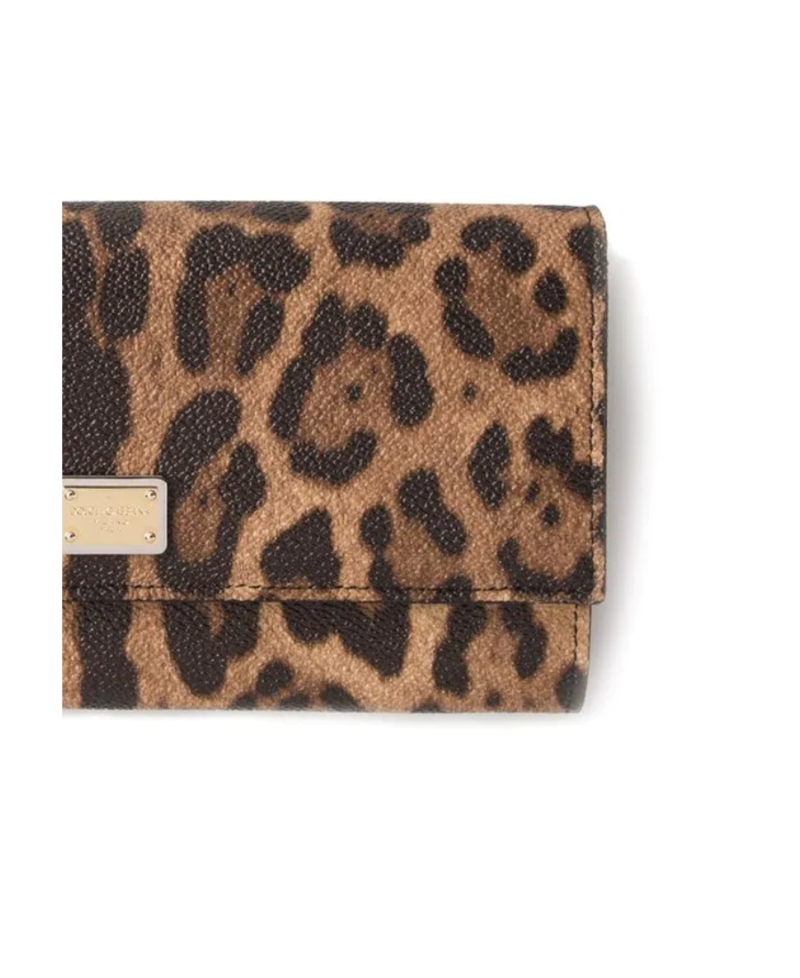 Dolce & Gabbana Leopard Print Purse In Brown