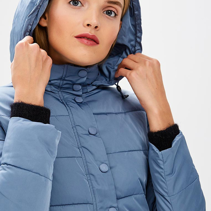 Emporio Armani A Cotton-padded Suit With A Hooded Jacket In Blue