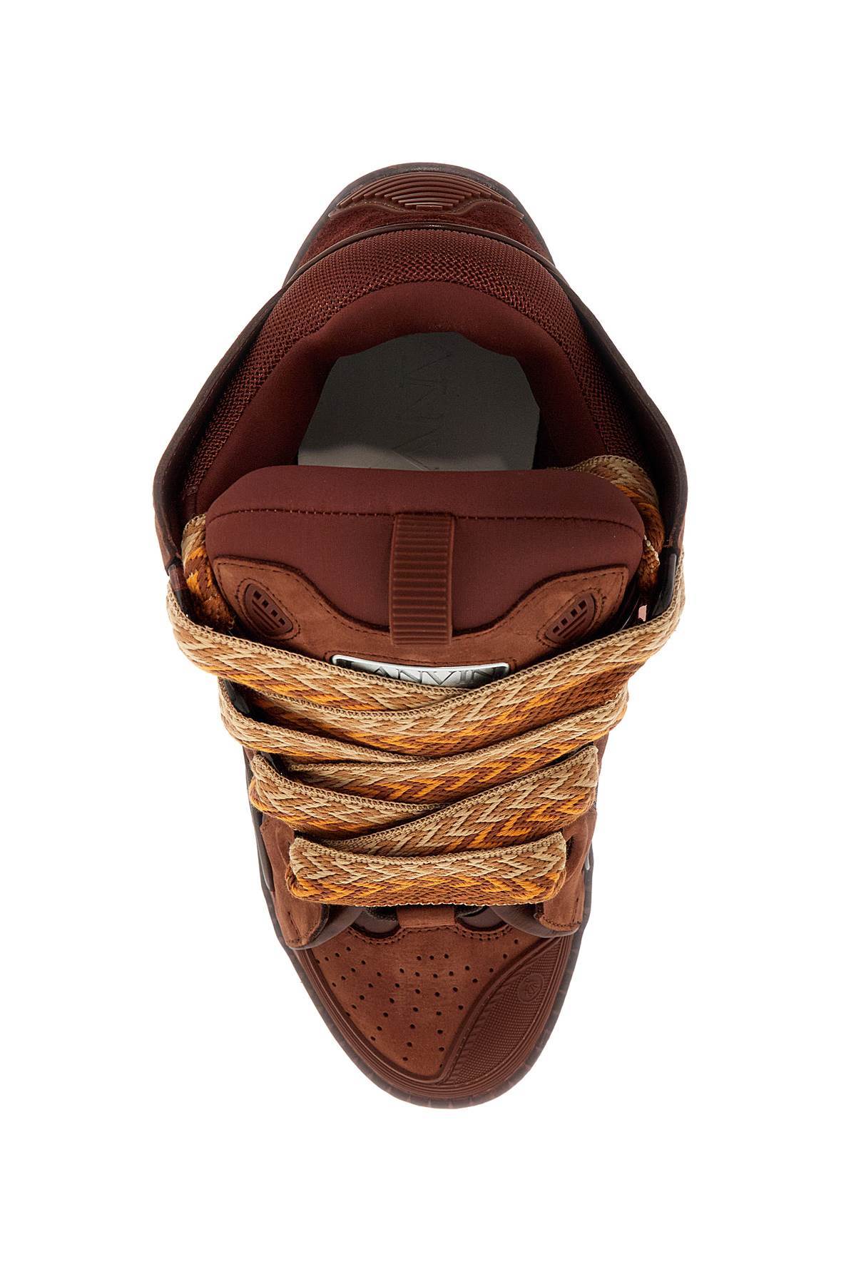 Shop Lanvin Curb Lace-up Sneakers In Brown