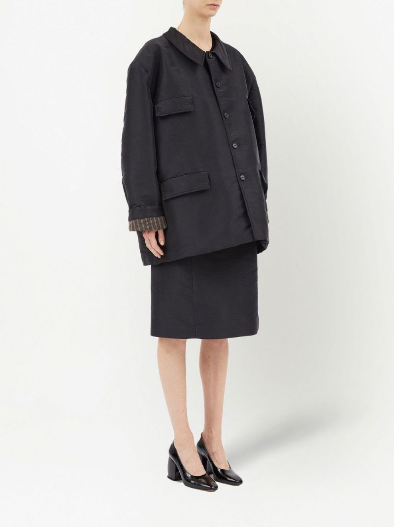 Maison Margiela Long-sleeved Buttoned Jacket In Black