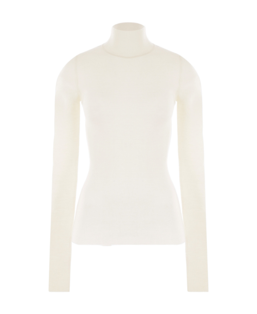 Bottega Veneta Womens Chalk High-neck Slim-fit Cotton-blend Top In White