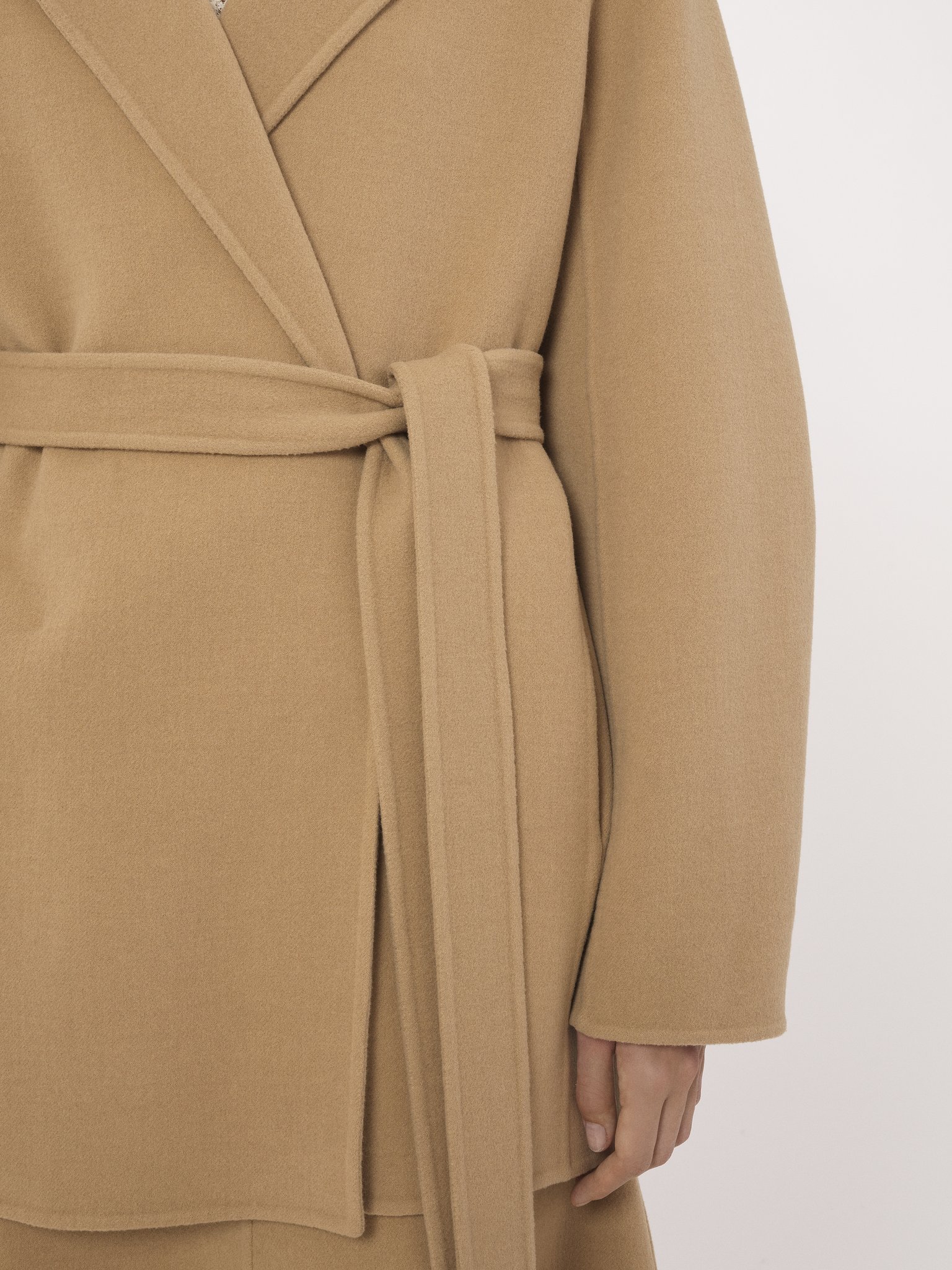 Shop Chloé Notch-lapels Brushed Belted Coat In Nude