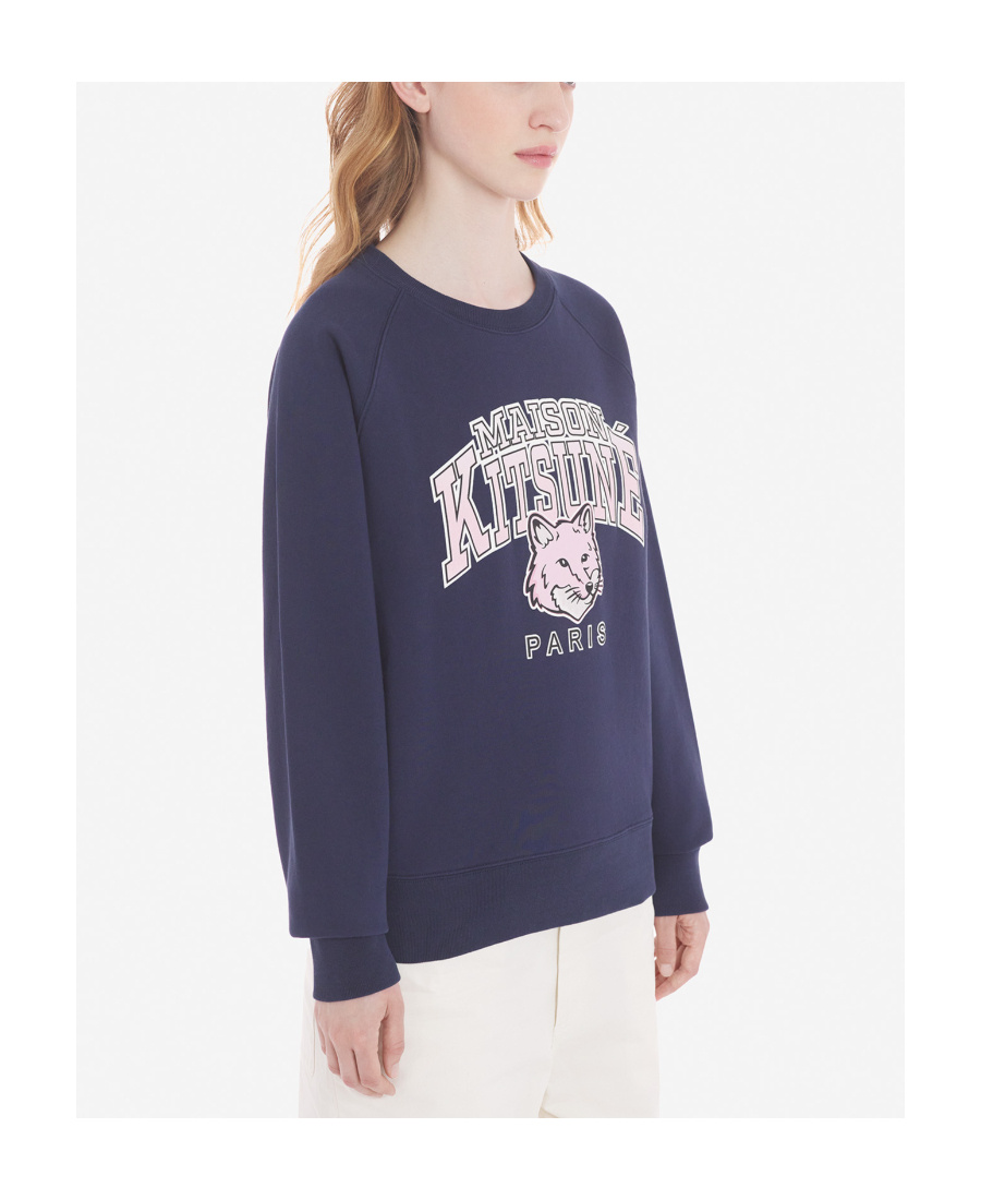 Maison Kitsuné Graphic-print Cotton Sweatshirt In Blue