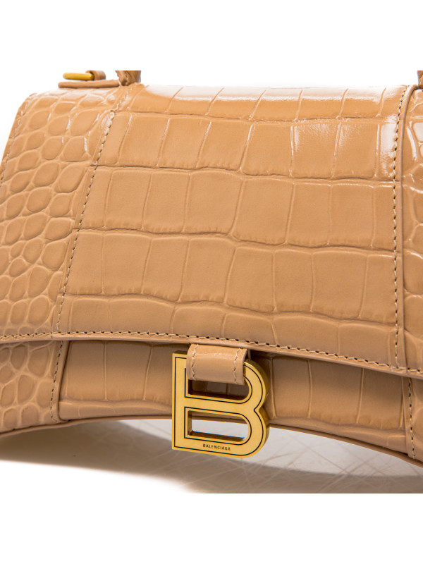 Balenciaga Hourglass Embossed Small Handbag In Brown