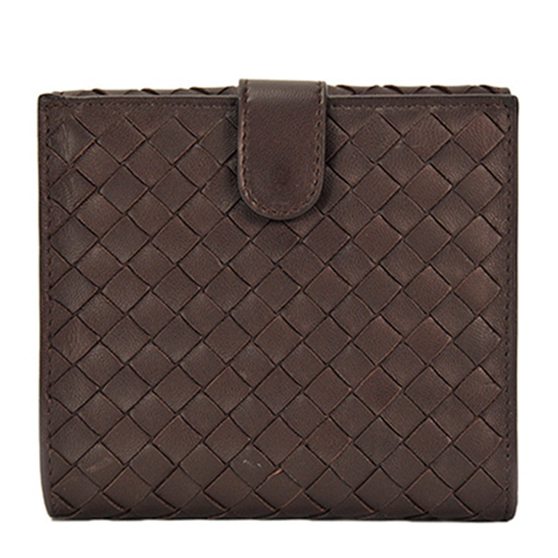 Bottega Veneta Weave Detail Short Purse In Brown