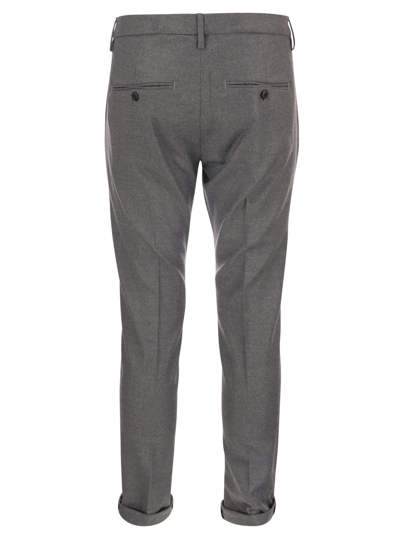 Dondup Mid-rise Slim-fit Tailored Trousers In Gray