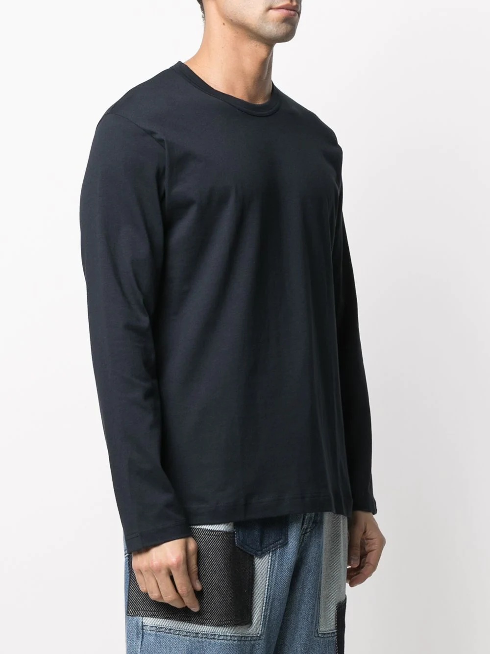 Comme Des Garçons Long Sleeve Crew Neck Knit Sweater In Black