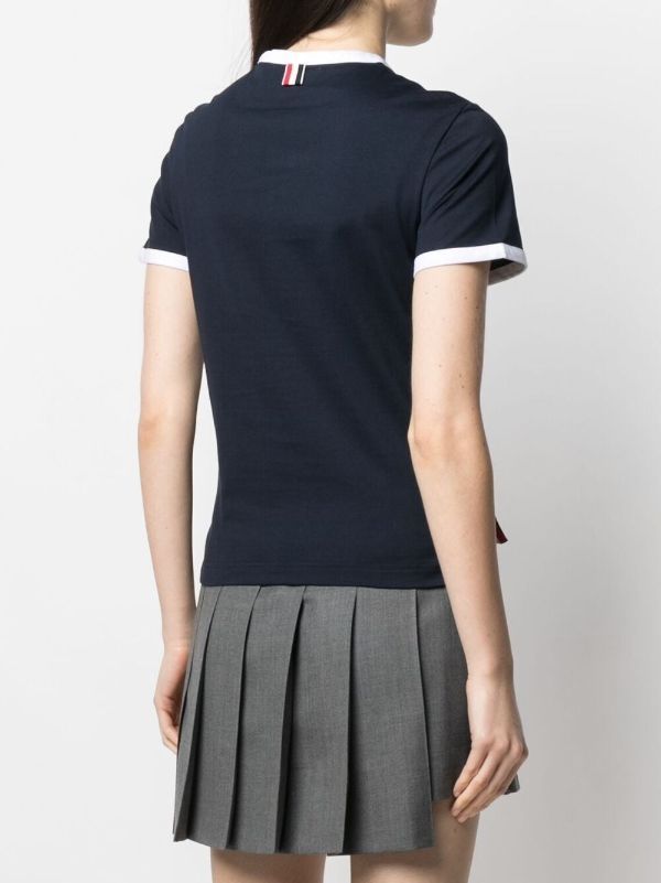 Thom Browne Cotton T-shirt With Logo Patch In Black