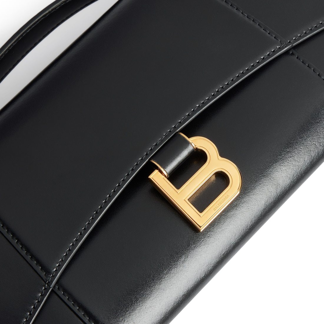 Balenciaga Women Horglss Poch Leather Handbag In Black
