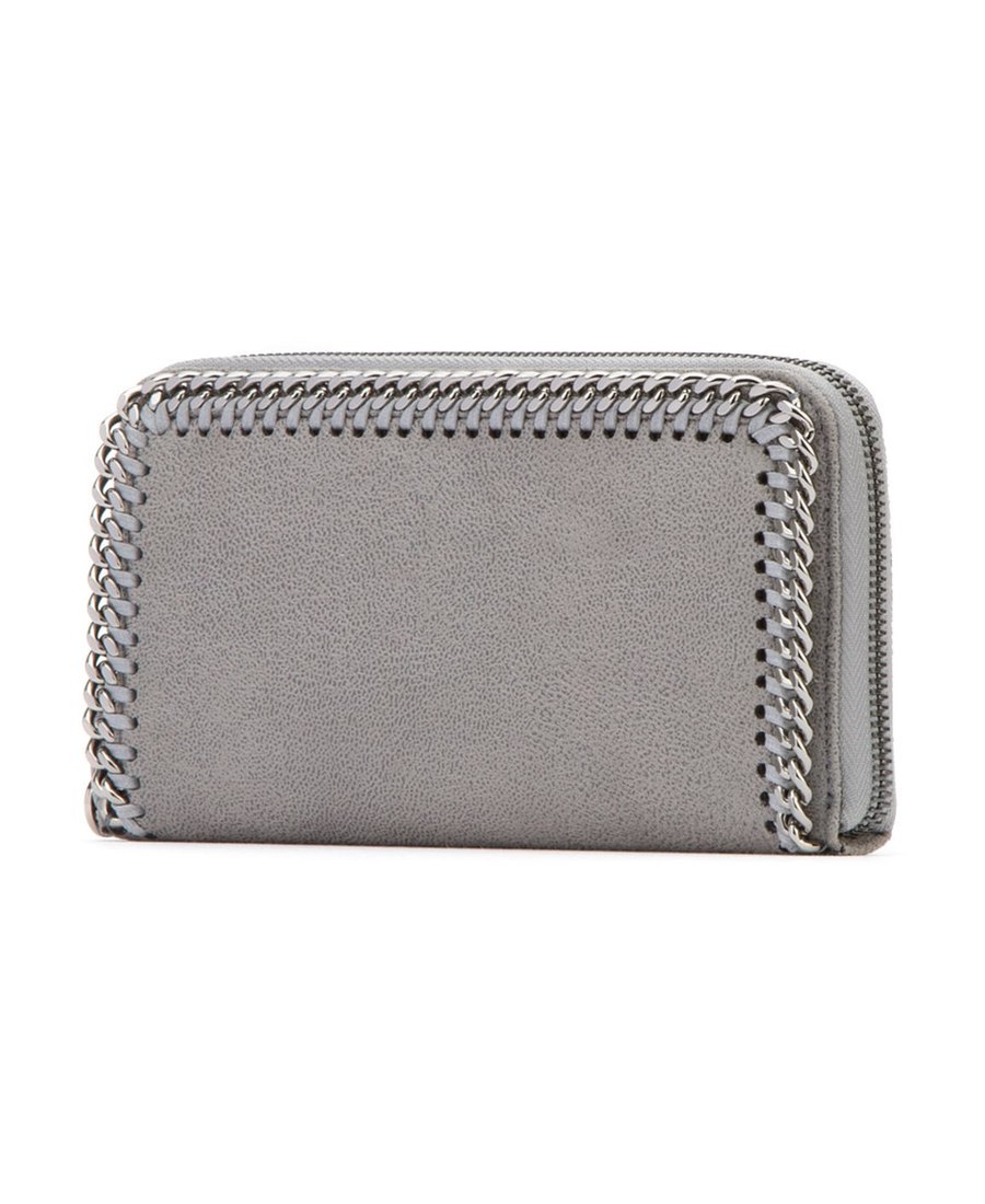 Stella Mccartney Falabella Chain Detail Zip-around Wallet In Gray