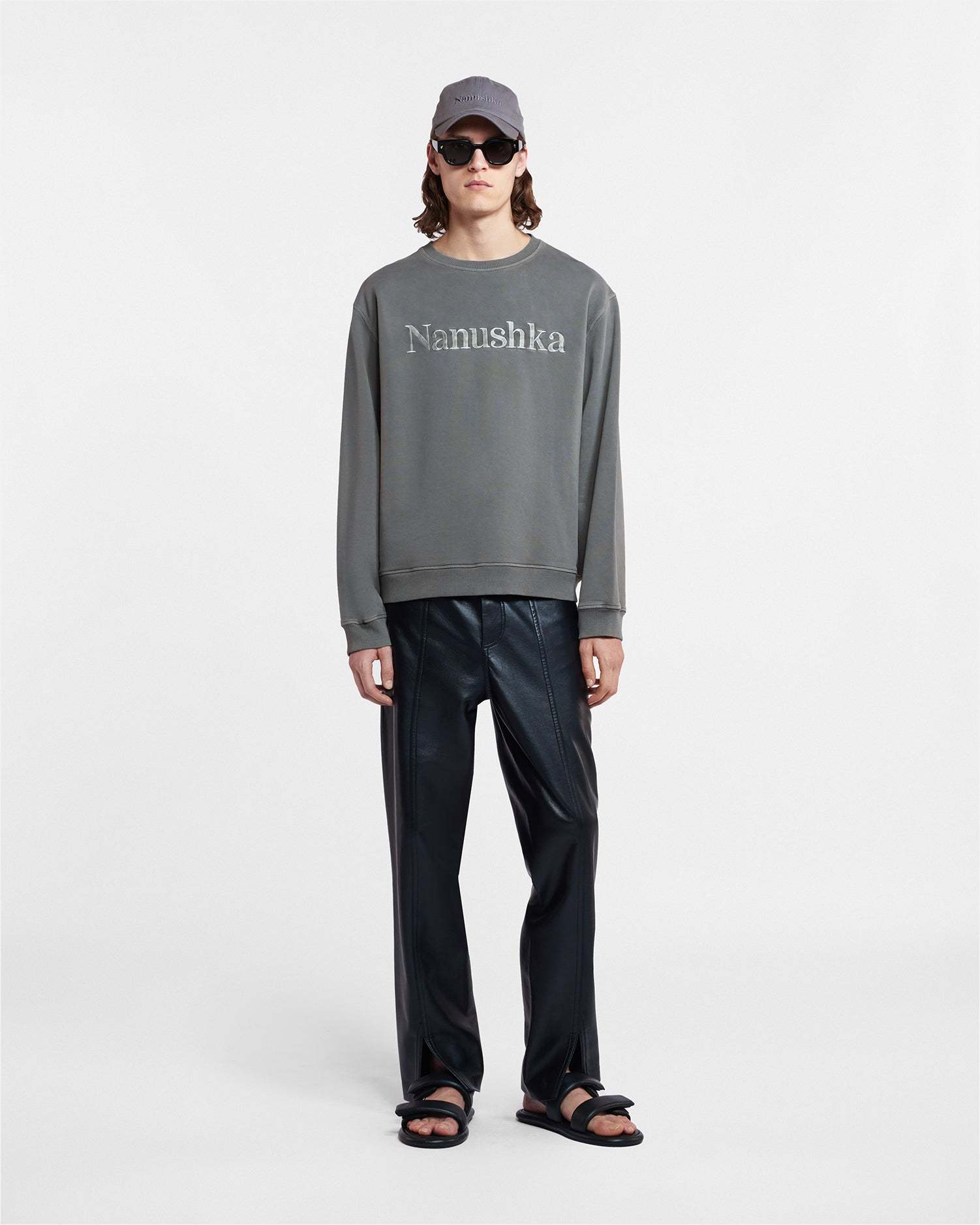 Nanushka Logo-embroidered Sweatshirt In Gray