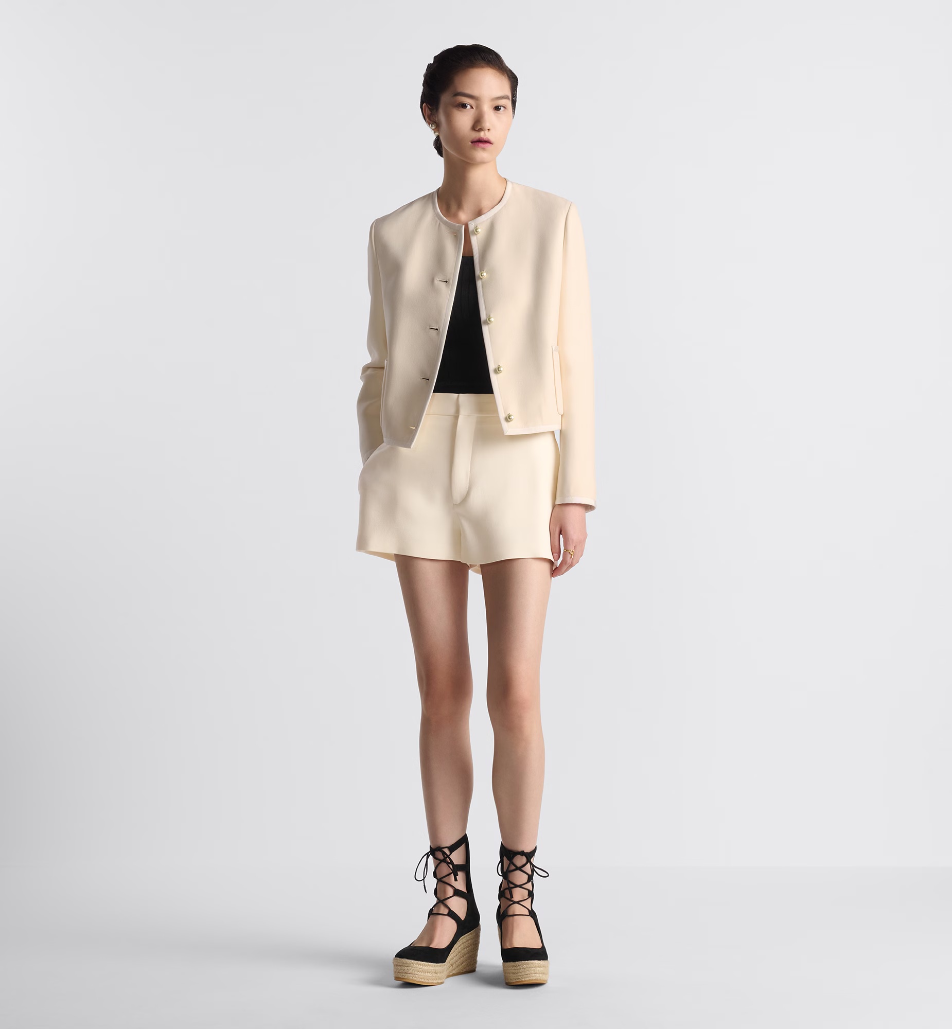 Dior High-waisted Wool Shorts In Nude