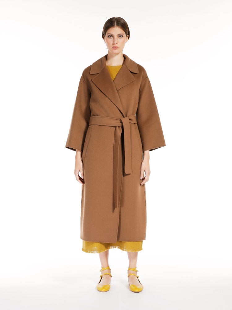Max Mara Canneti Double Breasted Wool-cachemere Double Drap Long Coat Coats Brown In Brown