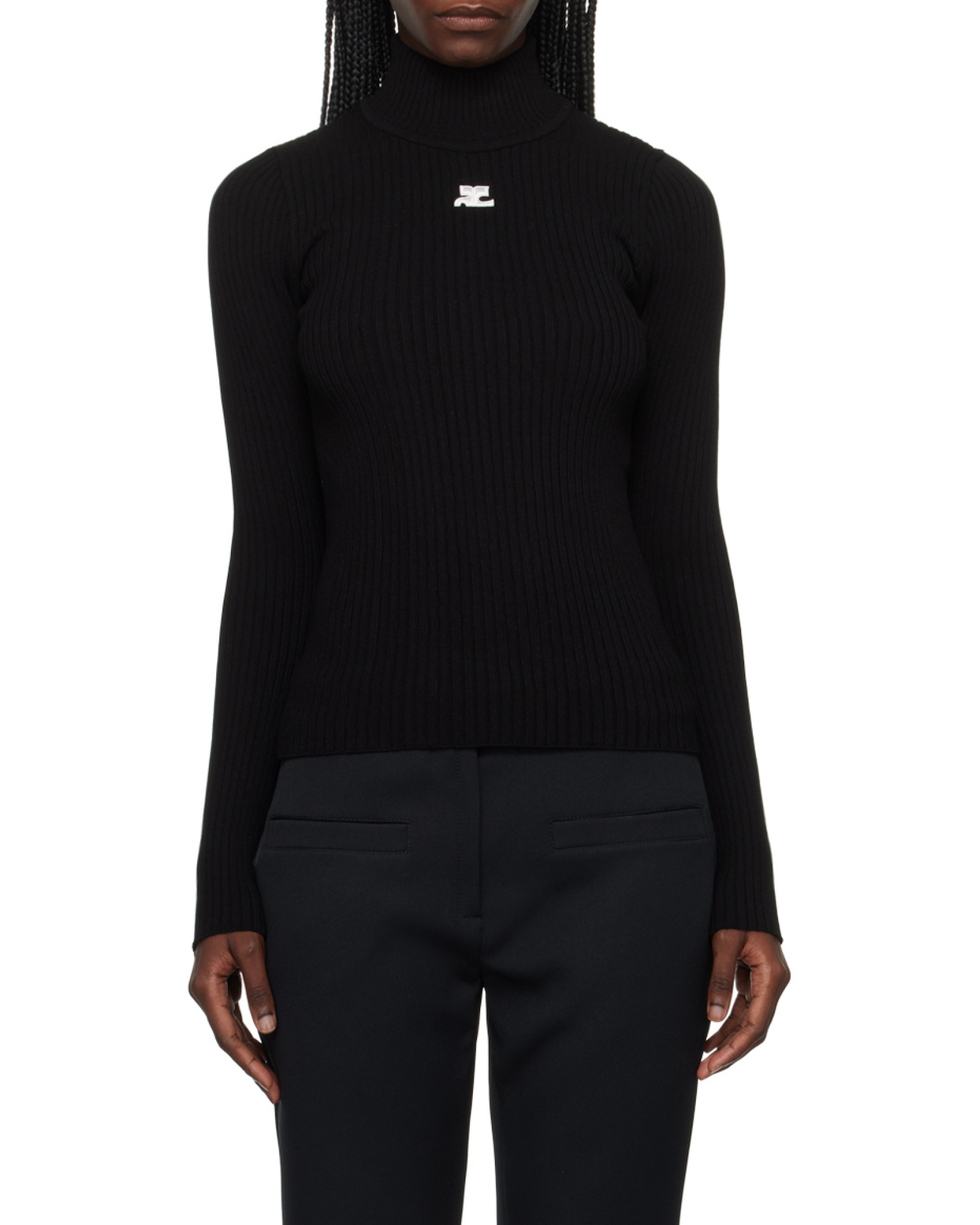 Courrèges Reedition Ribbed Sweater In Black