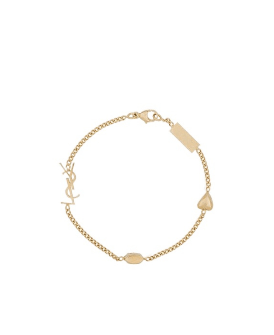 Saint Laurent Crystal-charm Bracelet In Yellow