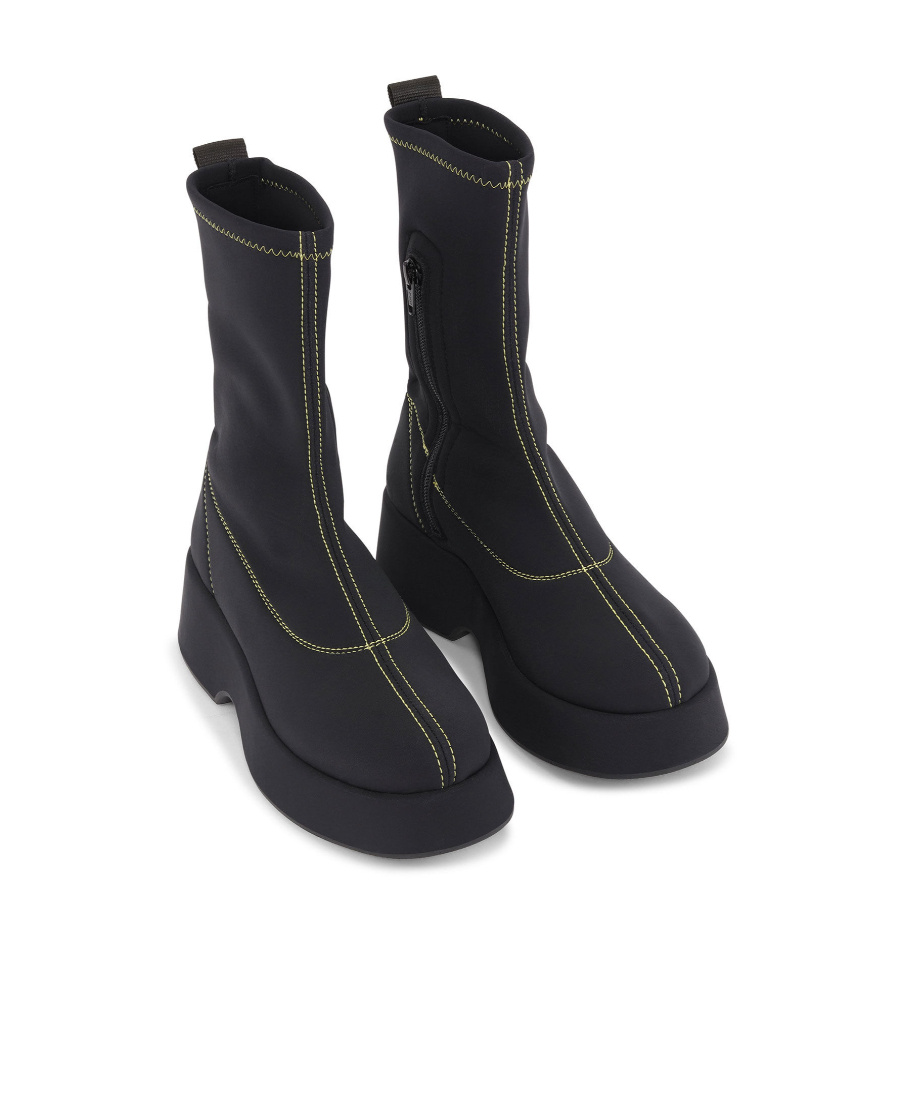 Ganni Black Polyamide Blend Back Ankle Boots In Black