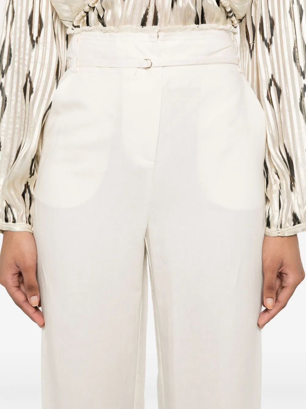 Patrizia Pepe Frayed Trousers In White