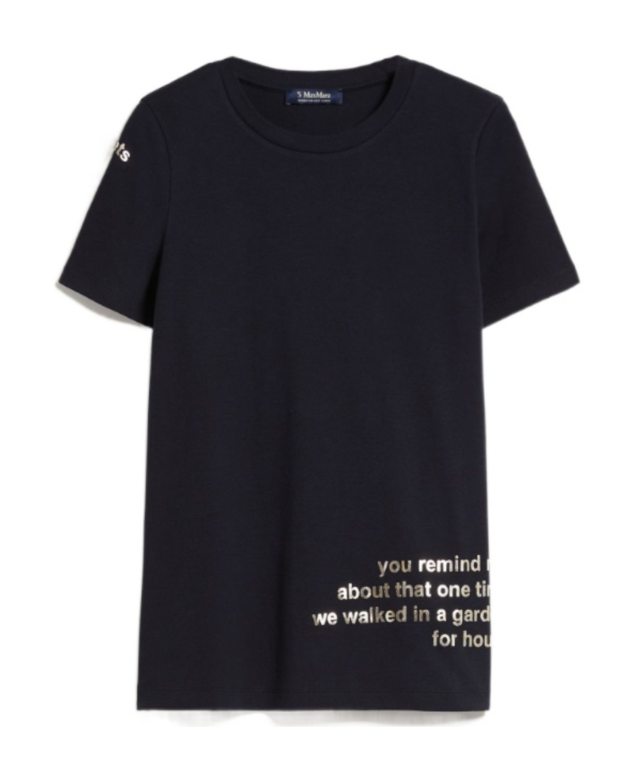 Max Mara Printed Cotton T-shirt In Black