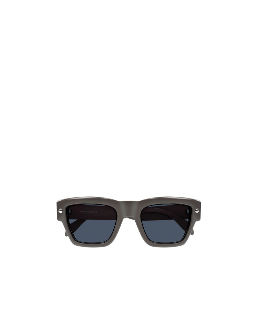 Alexander Mcqueen Engraved-logo Arm Sunglasses In Gray