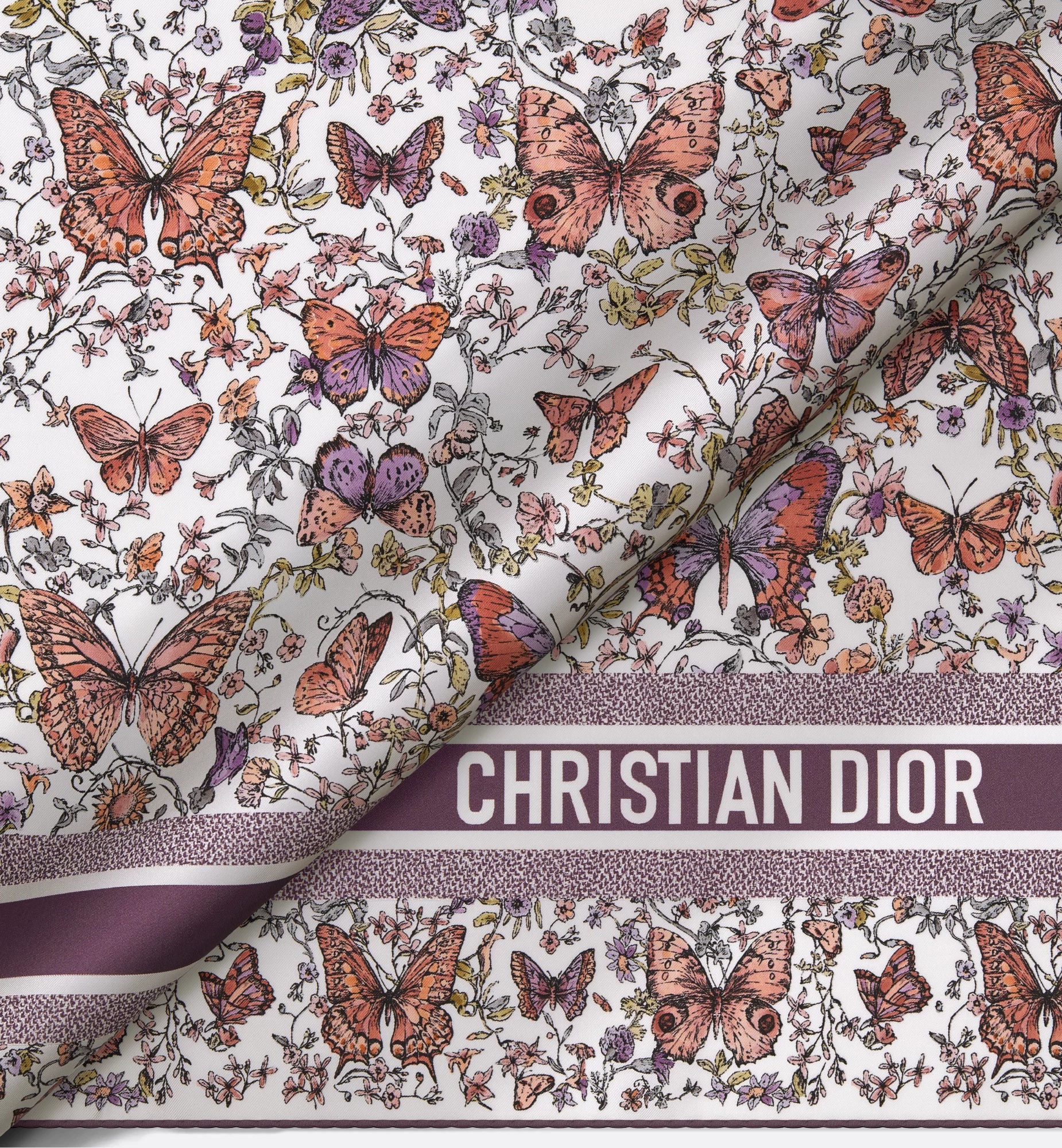 Dior Pattern Silk Scarf In Multicolor