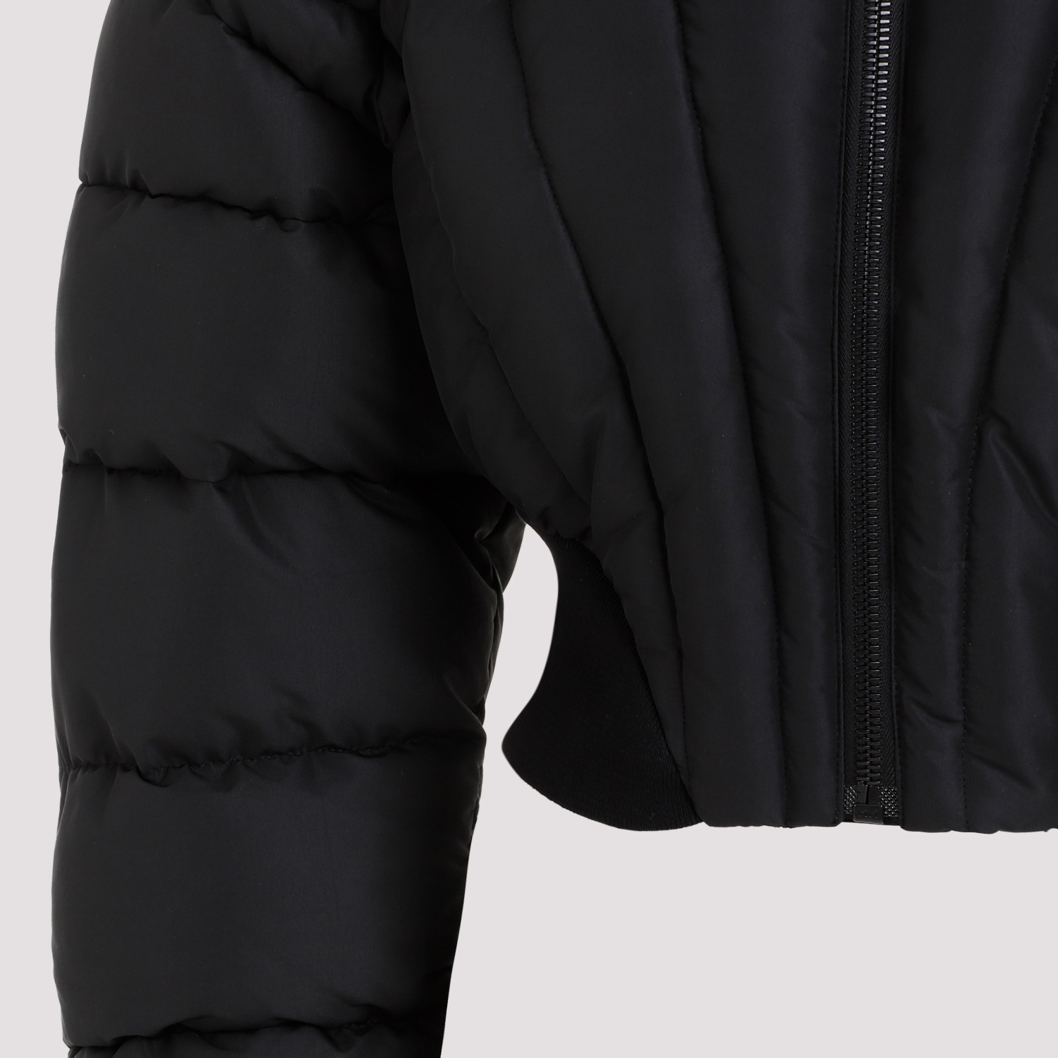 Shop Mugler Cropped Puffer Jacket In Black