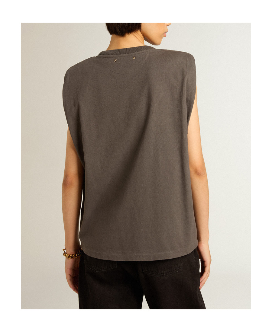 Golden Goose Diamond-pattern Sleeveless T-shirt In Black