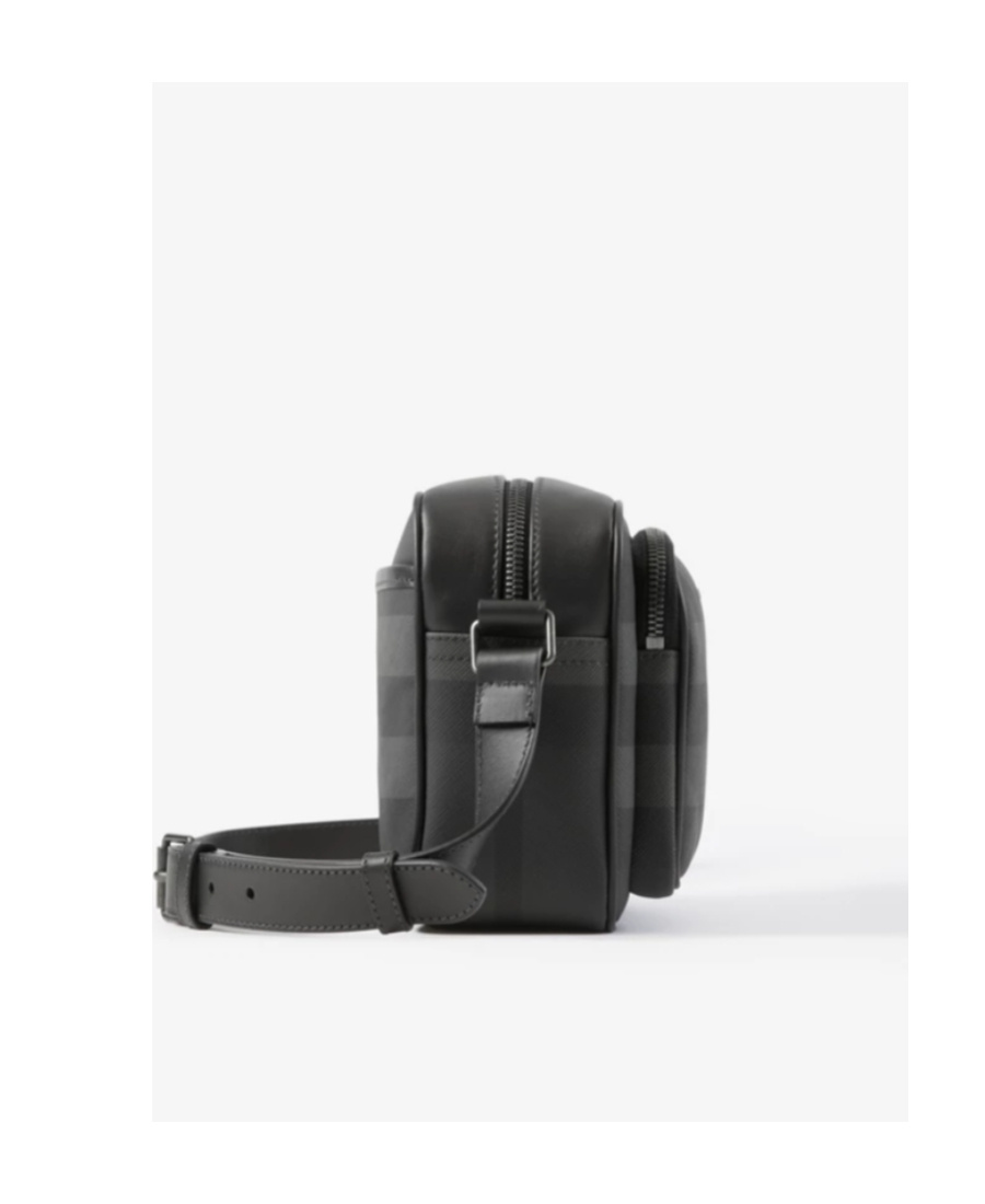 Burberry Paddy Leather Messenger Bag In Gray