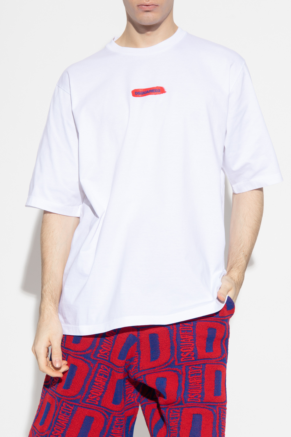 Dsquared2 Logo Print Cotton T-shirt In White