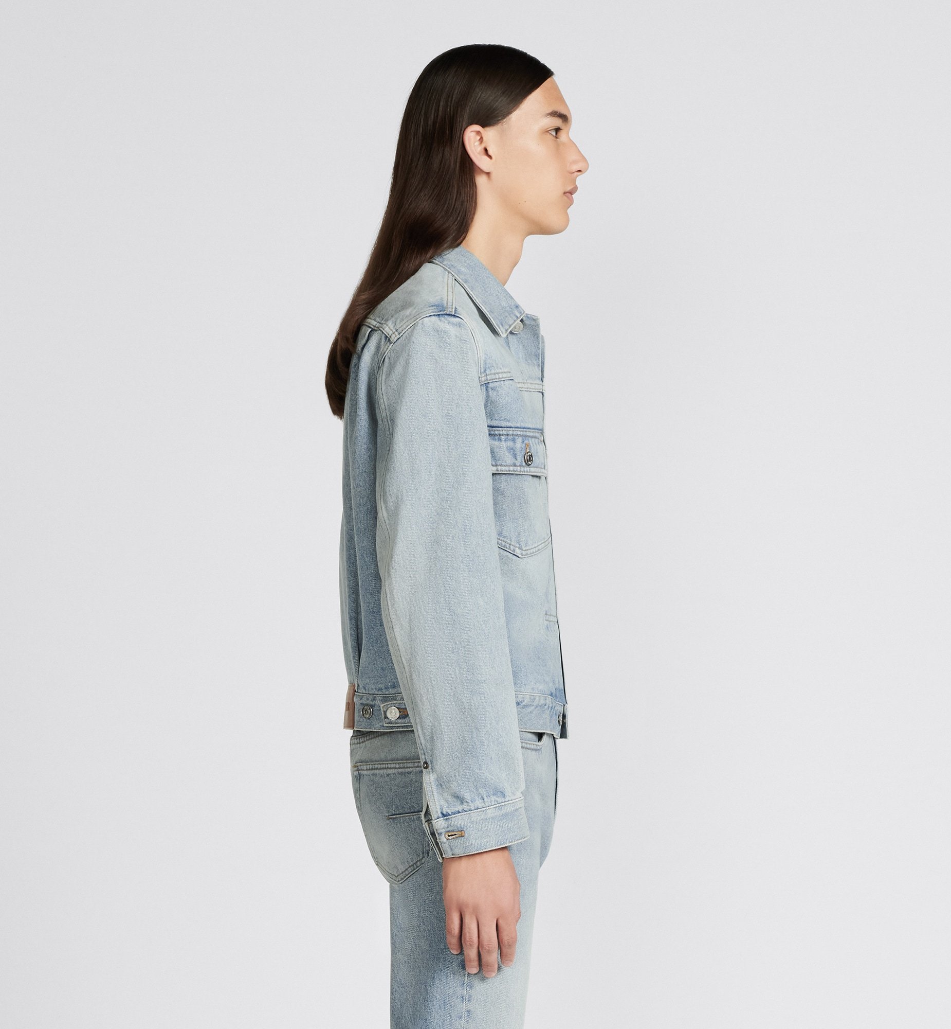 Dior Button Long-sleeved Denim Jacket In Gray