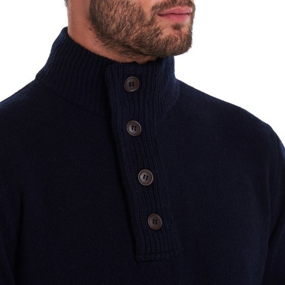Barbour High-neck Half Buttoned Knit Jumper In Black