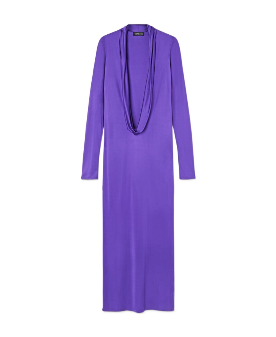 Versace Cowl-neck Maxi Dress In Blue