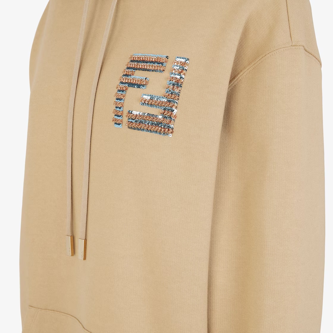 Fendi Beige Regular Fit Hoodie In Nude