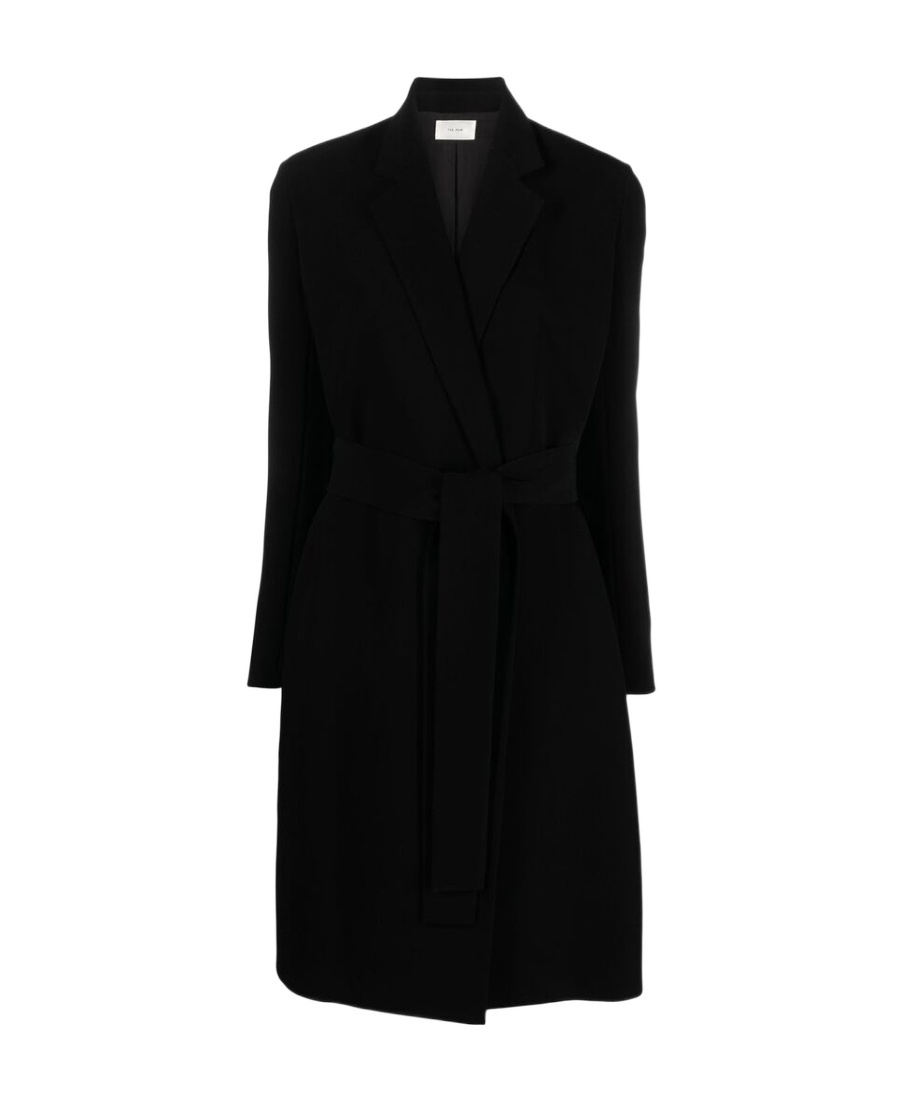 The Row Tie A Long Overcoat In Black