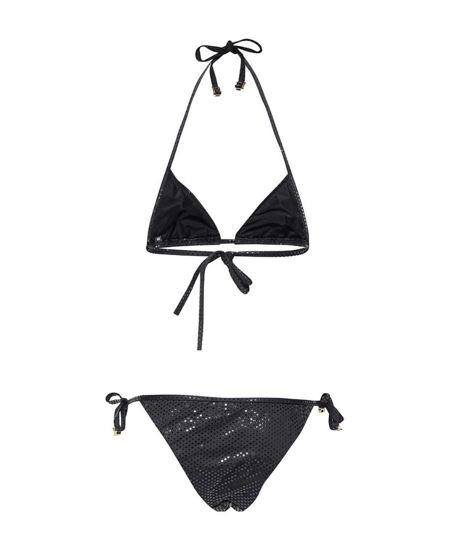 Balmain Foiled Triangle Bikini In Black