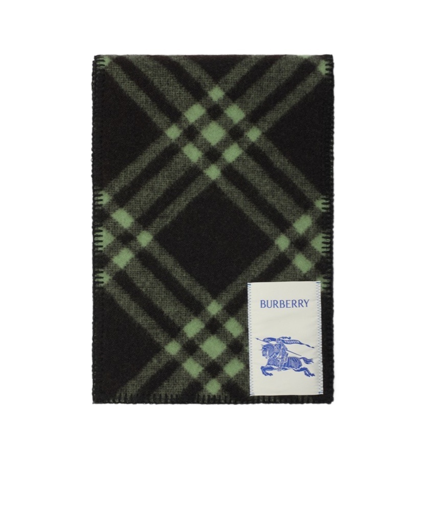 Burberry Checked Wool Scarf In Black