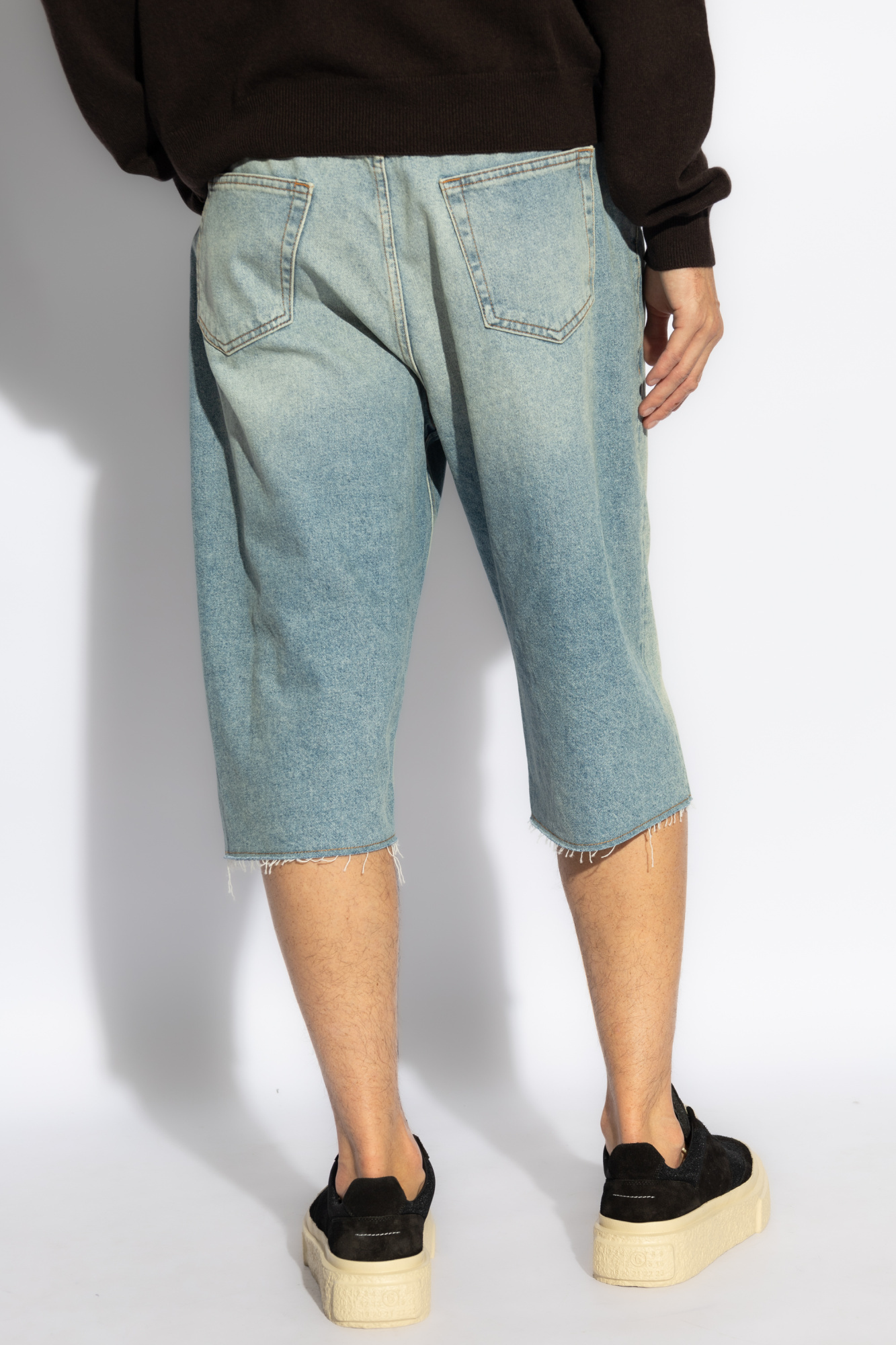 Mm6 Maison Margiela Mm6 By Maison Margiela Blue Mid-thigh Denim Shorts In Gray