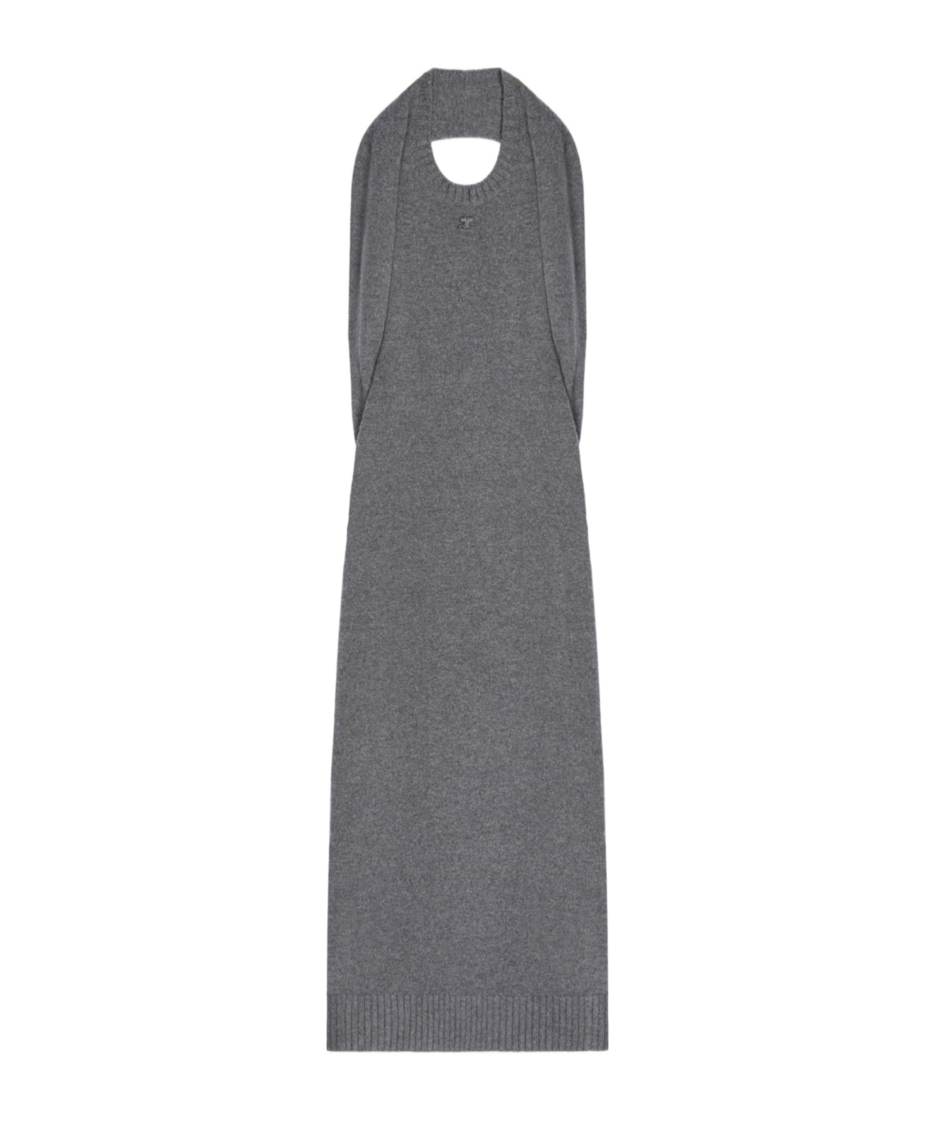 Courrèges Over The Shoulder Draped Midi Dress In Gray