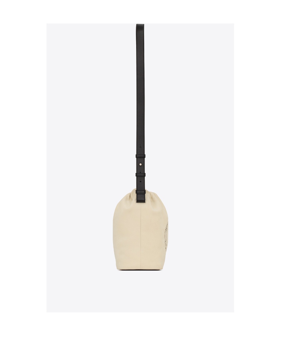 Saint Laurent Rive Gauche Leather Bucket Bag In Nude